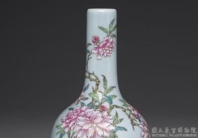 图片[2]-Shuanglu vase with peach-blossom and poem on a blue ground in yangcai painted enamels, Qianlong reign (1736-1795), Qing dynasty-China Archive